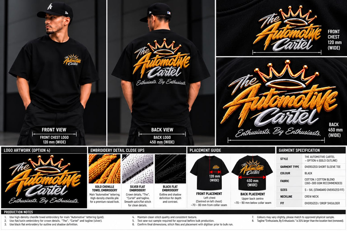 NEW The Automotive Cartel Premium Embroidered Signature Tee
